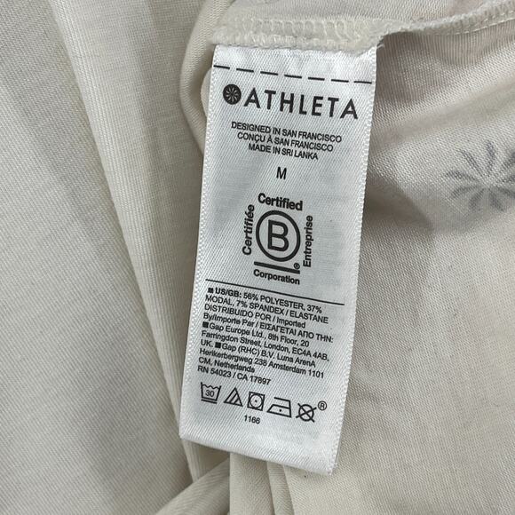 ATHLETA Top M Oversized Cropped Boat Neck Long Sleeve Cinched Off White - Picture 9 of 12